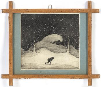 John Bauer, litografi, signerad i trycket.