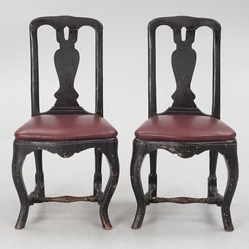 A pair of rococo chairs, mid 18th century.