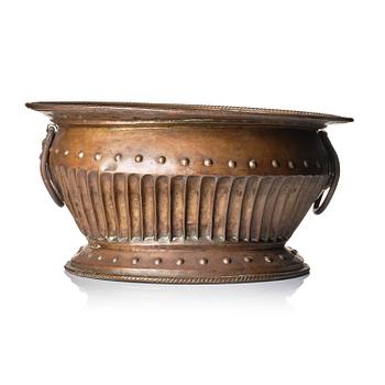 169. A presumably Italian repoussé copper wine-cooler, 18th century.