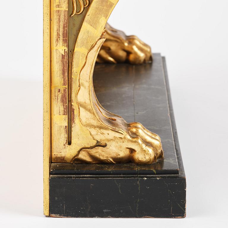 An Empire giltwood and gesso console table by P.G. Bylander (master in Gothenburg 1811-58).
