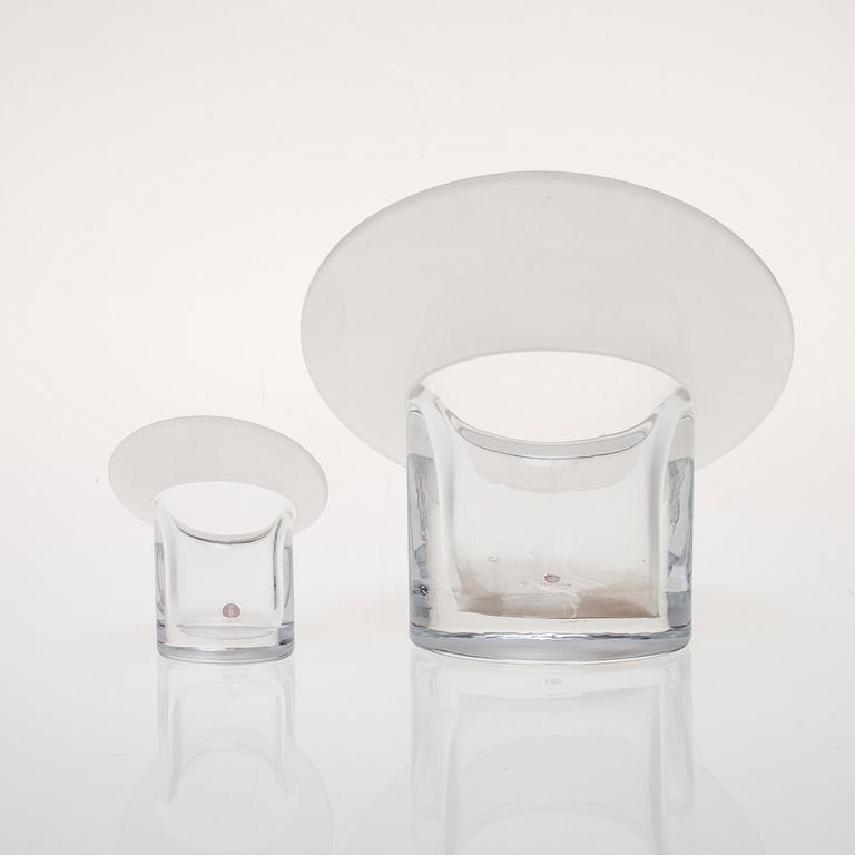 VASER, 2 st, glas, "Marcel", signerad "Timo Sarpaneva Iittala, 1993" samt "TS iittala 1996".