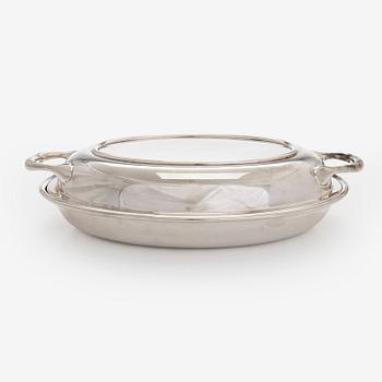 Karott med lock, försilvrad, England, 1900-talets första hälft.