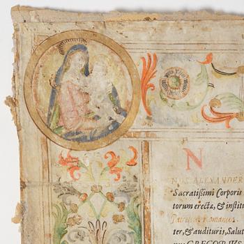 Document on vellum, Rome, 1586.