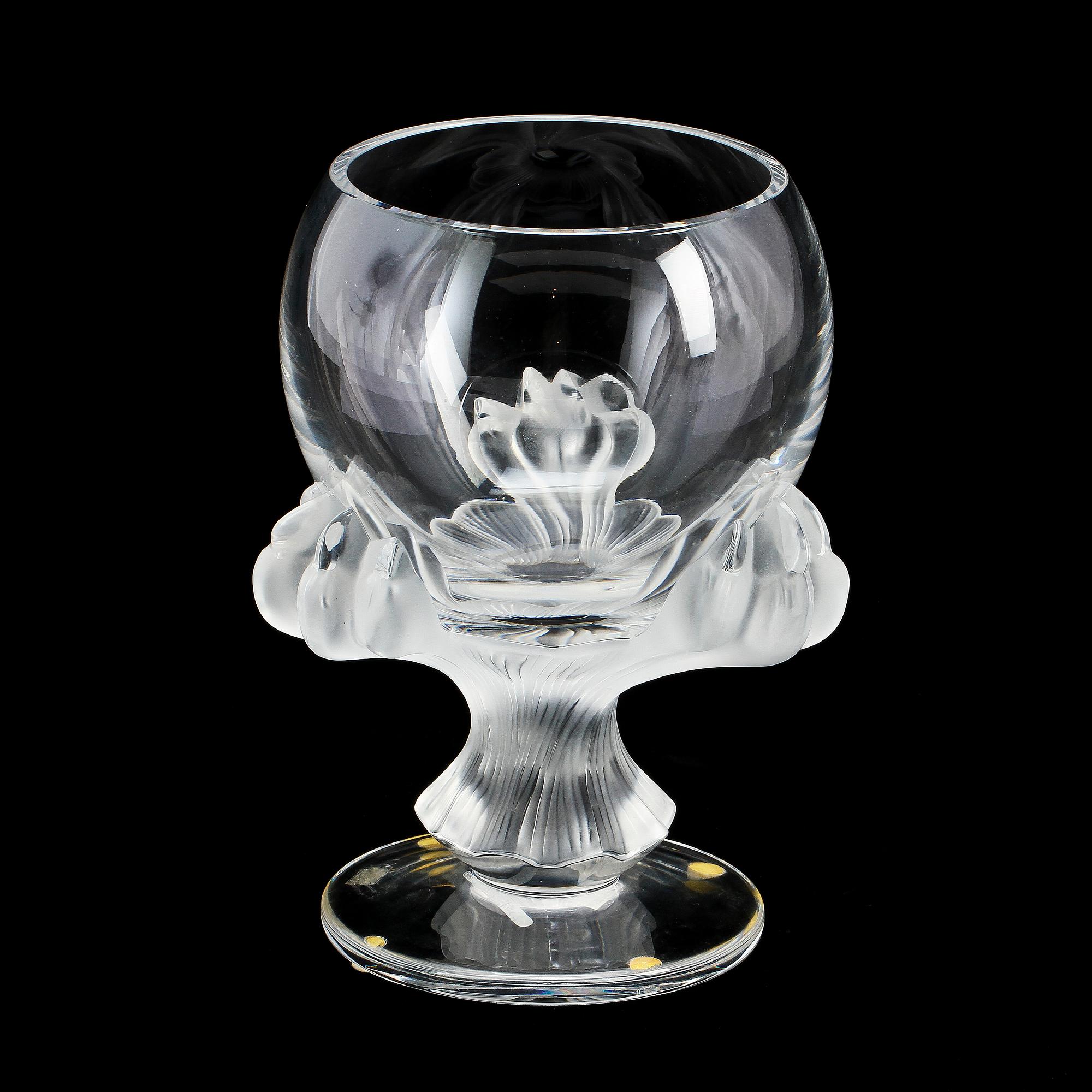 SKÅL PÅ FOT, glas, Lalique, sign "Lalique France".
