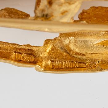Björn Weckström, a brooch, "Bow of Argo'", 18K gold with pearls, Lapponia.