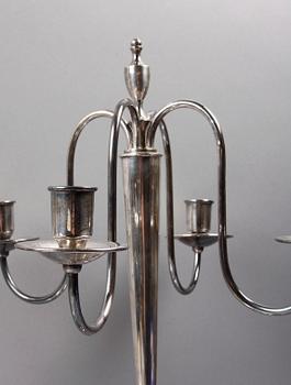 KANDELABRAR, ett par, nysilver, CG Hallberg, 1900-talets mitt.