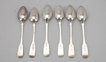 TESKEDAR, 6 st, 84 silver, Moskva 1868. Vikt ca 130,9 g.