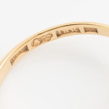 Ring, 18K guld med safir och vita stenar. 1940-tal.