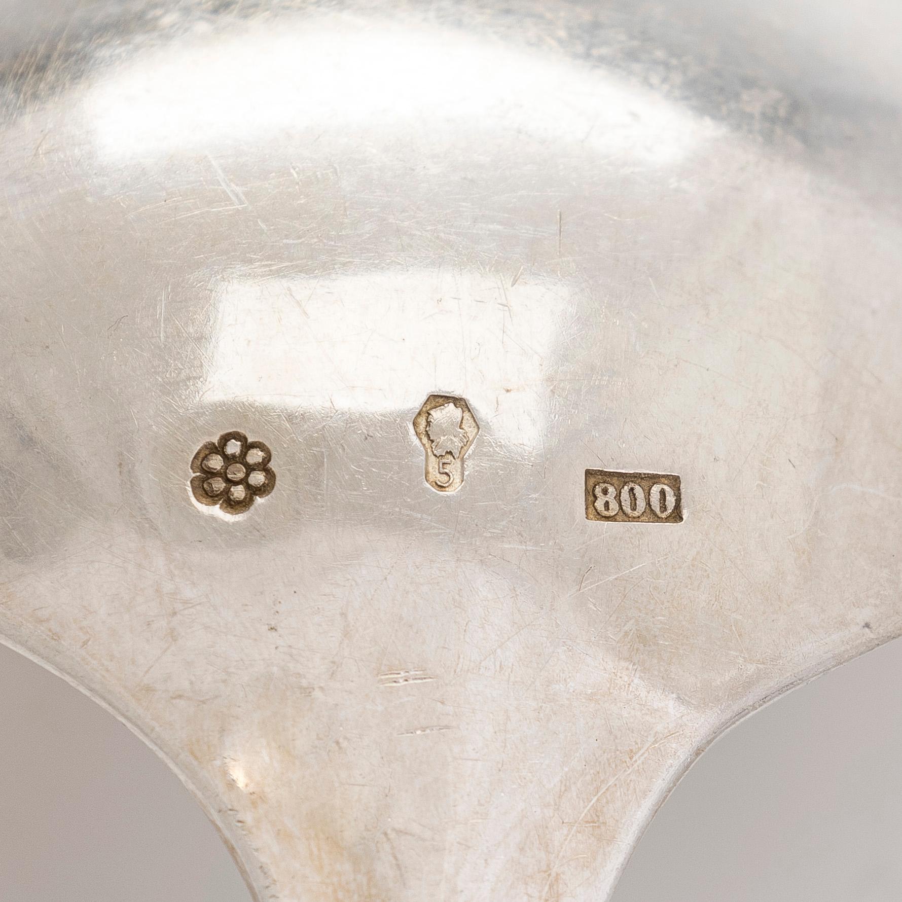 Fish cutlery and serving utensils, totally 37 pieces, silver, Czechoslovakia, 1950s.