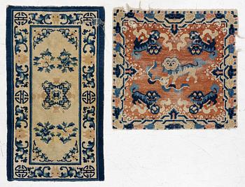 Two Chinese carpet fragments, late Qing dynasty.