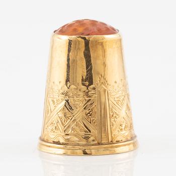 Thimble, ring, sleeve, 18K gold.