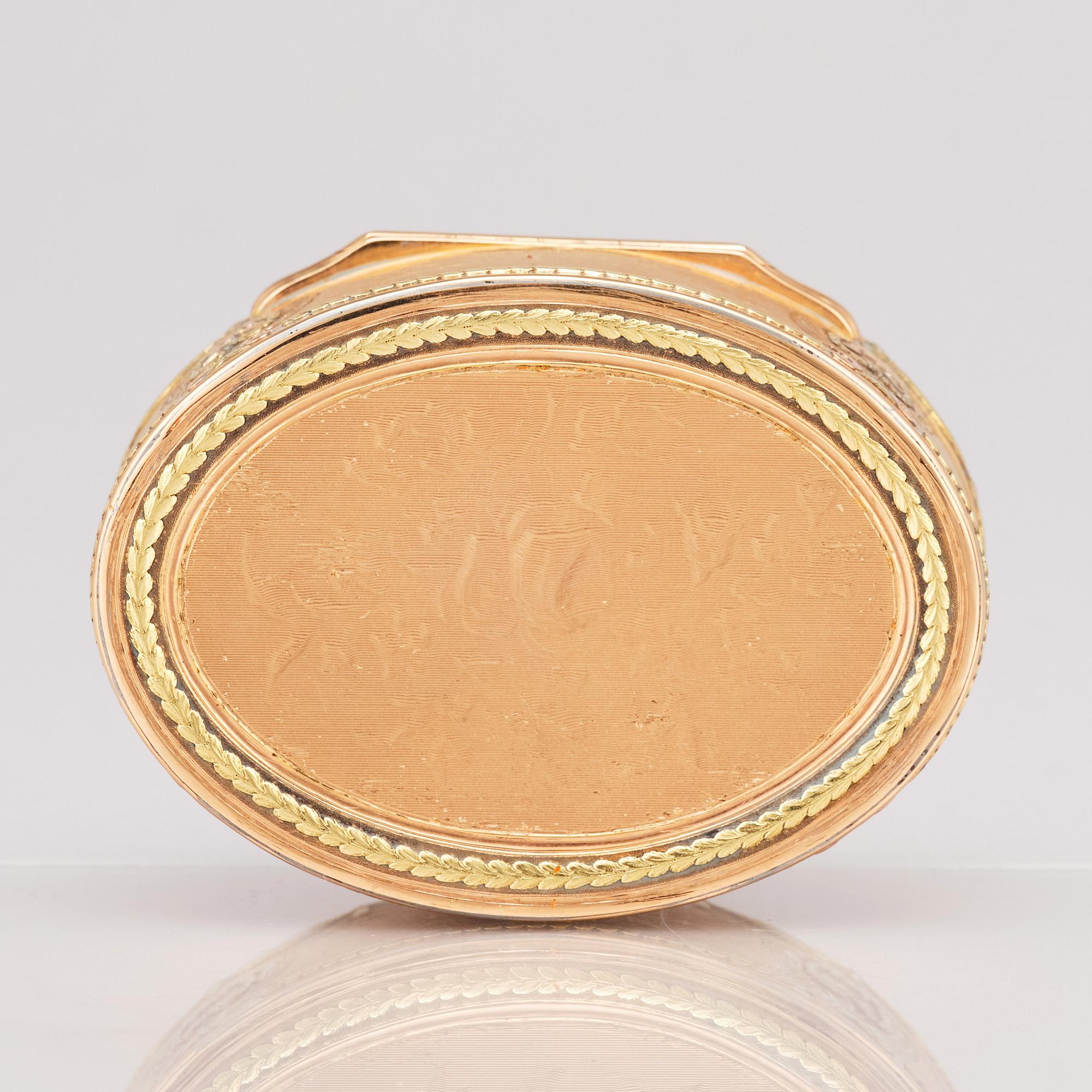 An early 19th century 18 carat gold box, probably Geneva, Switzerland.