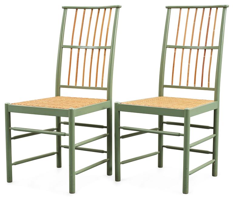 A pair of Josef Frank model 2025 chairs by Svenskt Tenn.