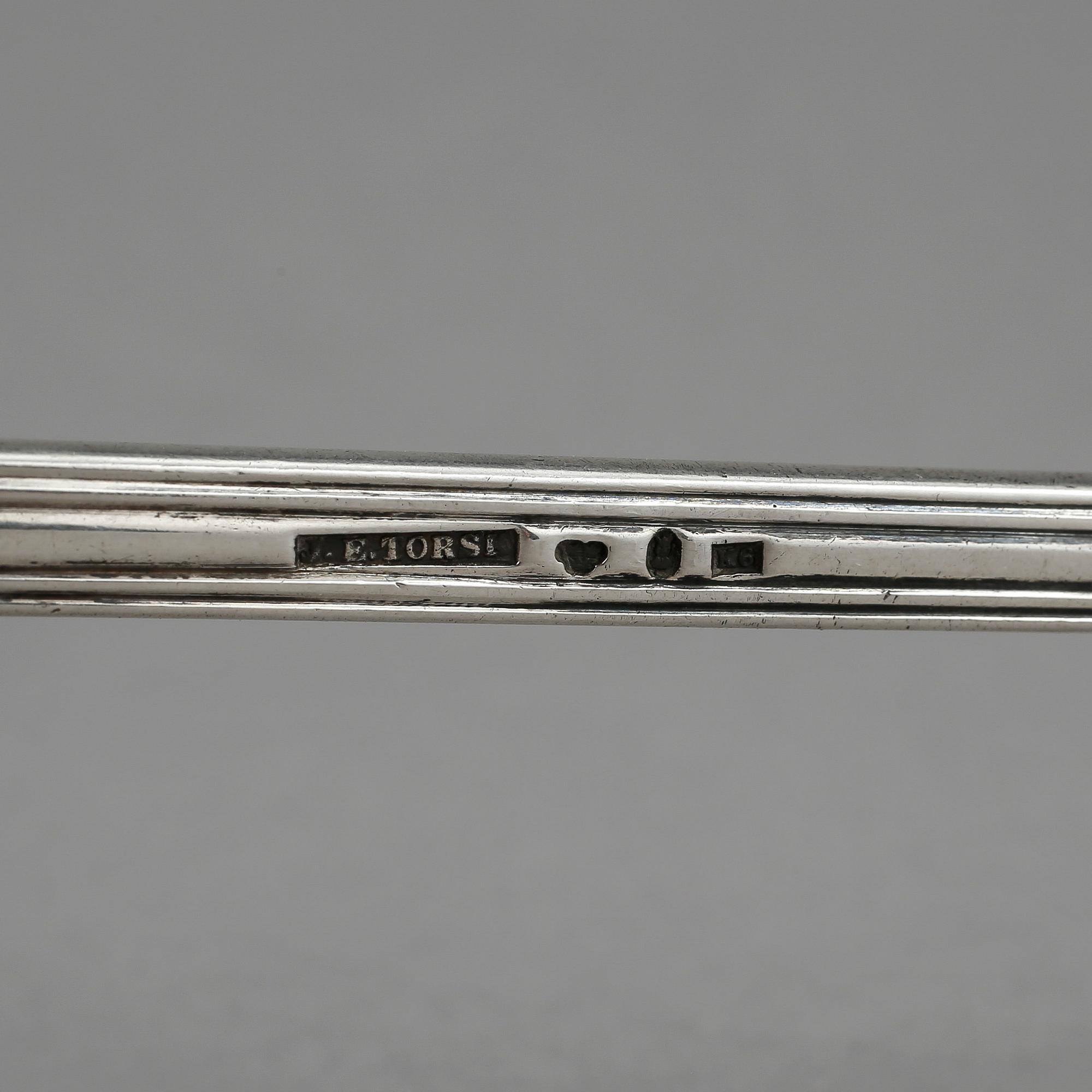 SOPPSLEV, silver, JE Torsk, 1888. Tot vikt ca 185 gram.