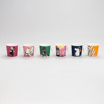 Eleven Moomin mugs, white porcelain, Moomin Characters, Arabia.