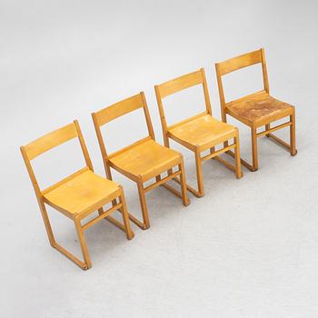 Sven Markelius, a set of four 'Orkesterstolen' chairs, mid 20th Century.