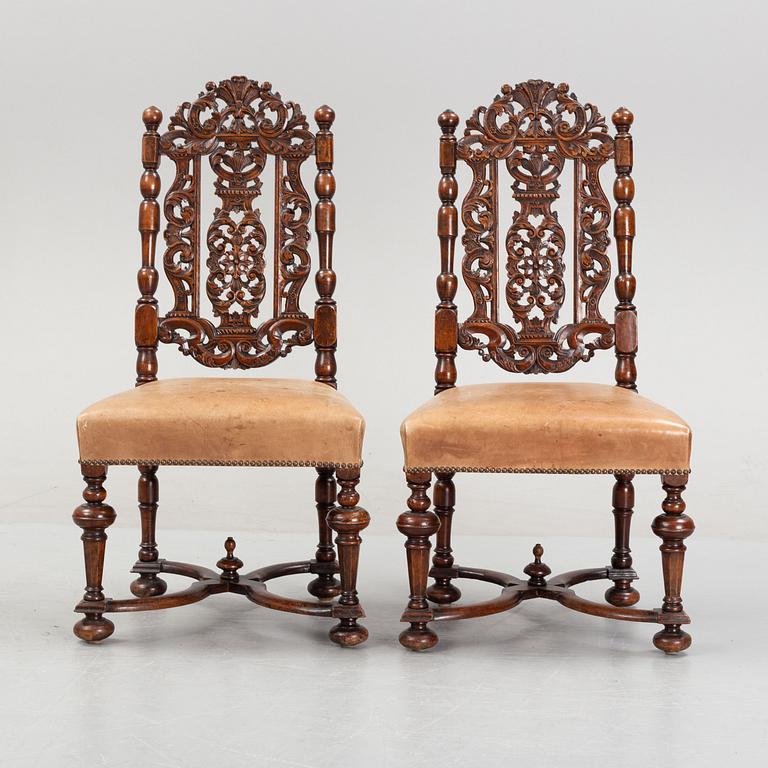 A set of five renaissance chaird from around the year 1900.