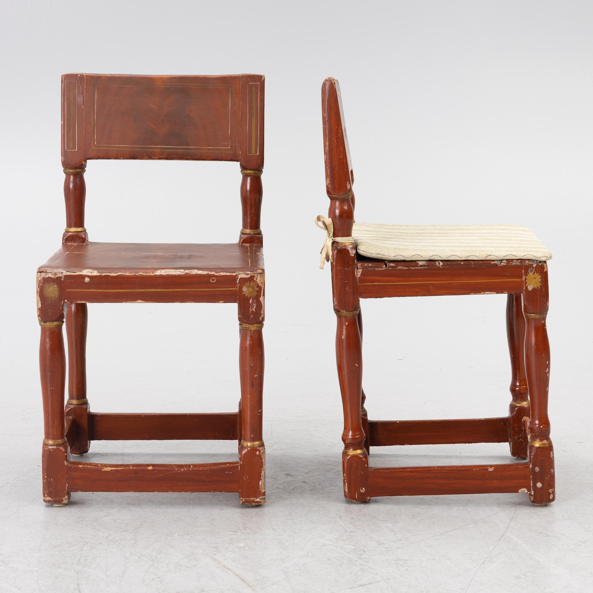 Chairs, three pieces, folk art, 17th/18th century.