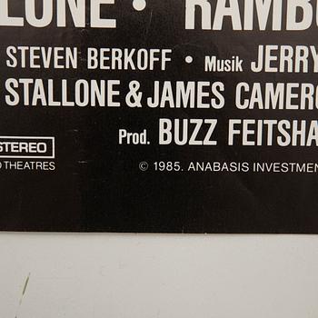 Filmaffisch Sylvester Stallone "Rambo First blood II" 1985.