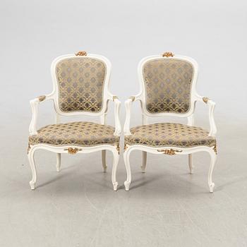 Karmstolar ett par Rokoko-stil 1900-talets andra hälft.