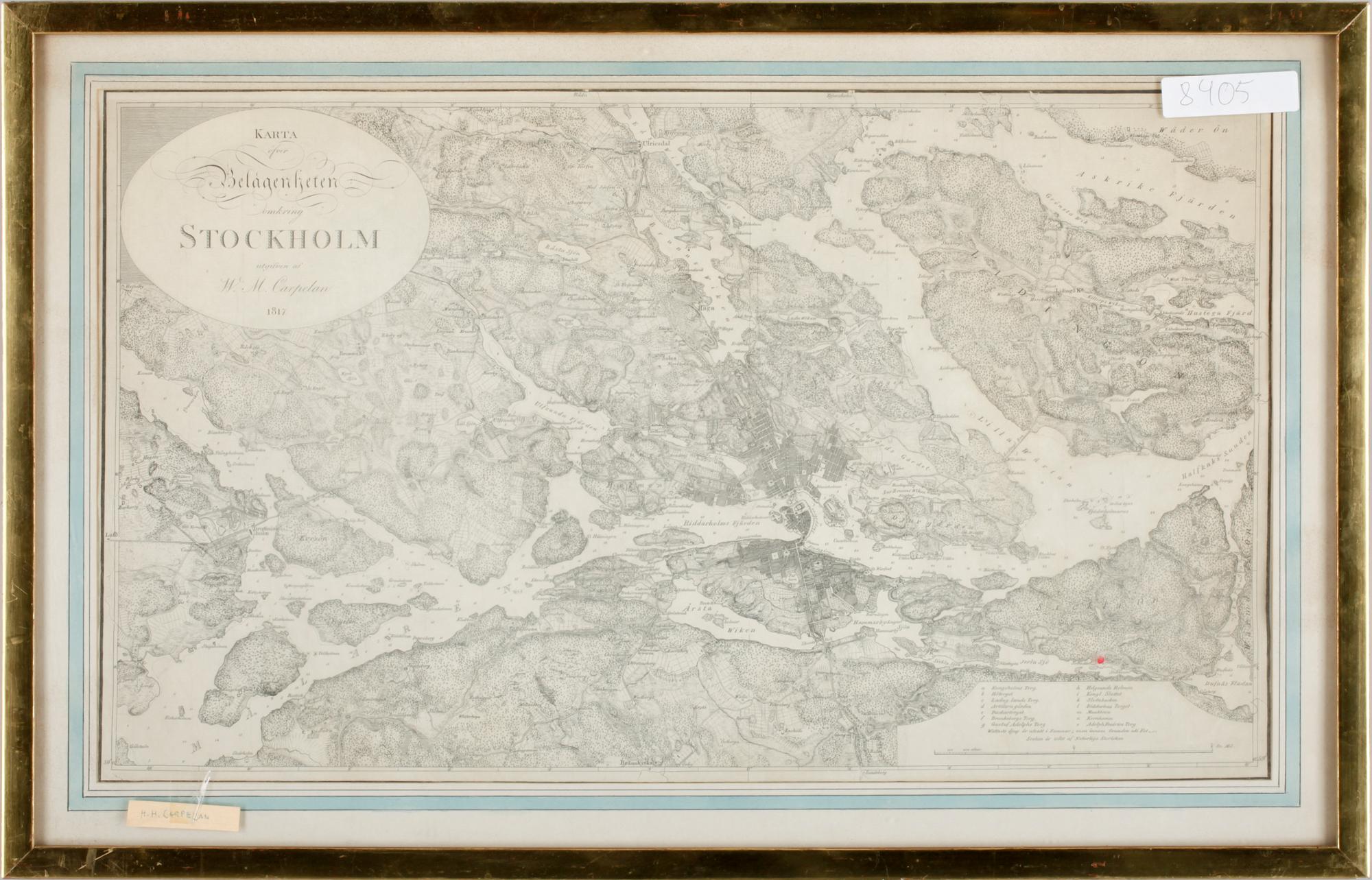 KARTOR, etsningar, 2st. Mälaren 1740-tal och Stockholm, 1817.