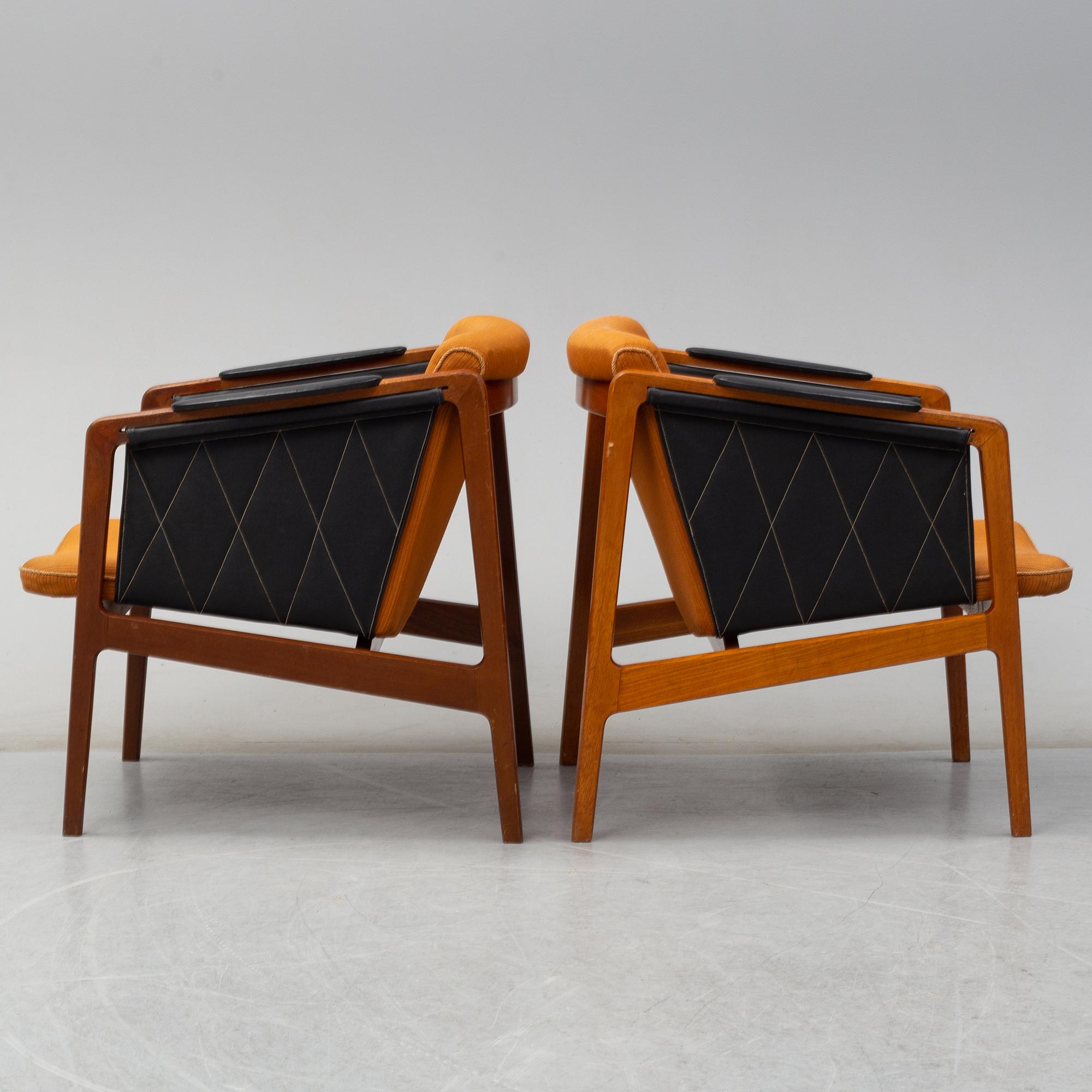 A pair of second half of the 20th century easy chairs by Bjørn Engø for Gustav Bahus, Norway.
