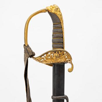 Sabel, svensk, för officer, 1800-talets andra hälft, med balja.
