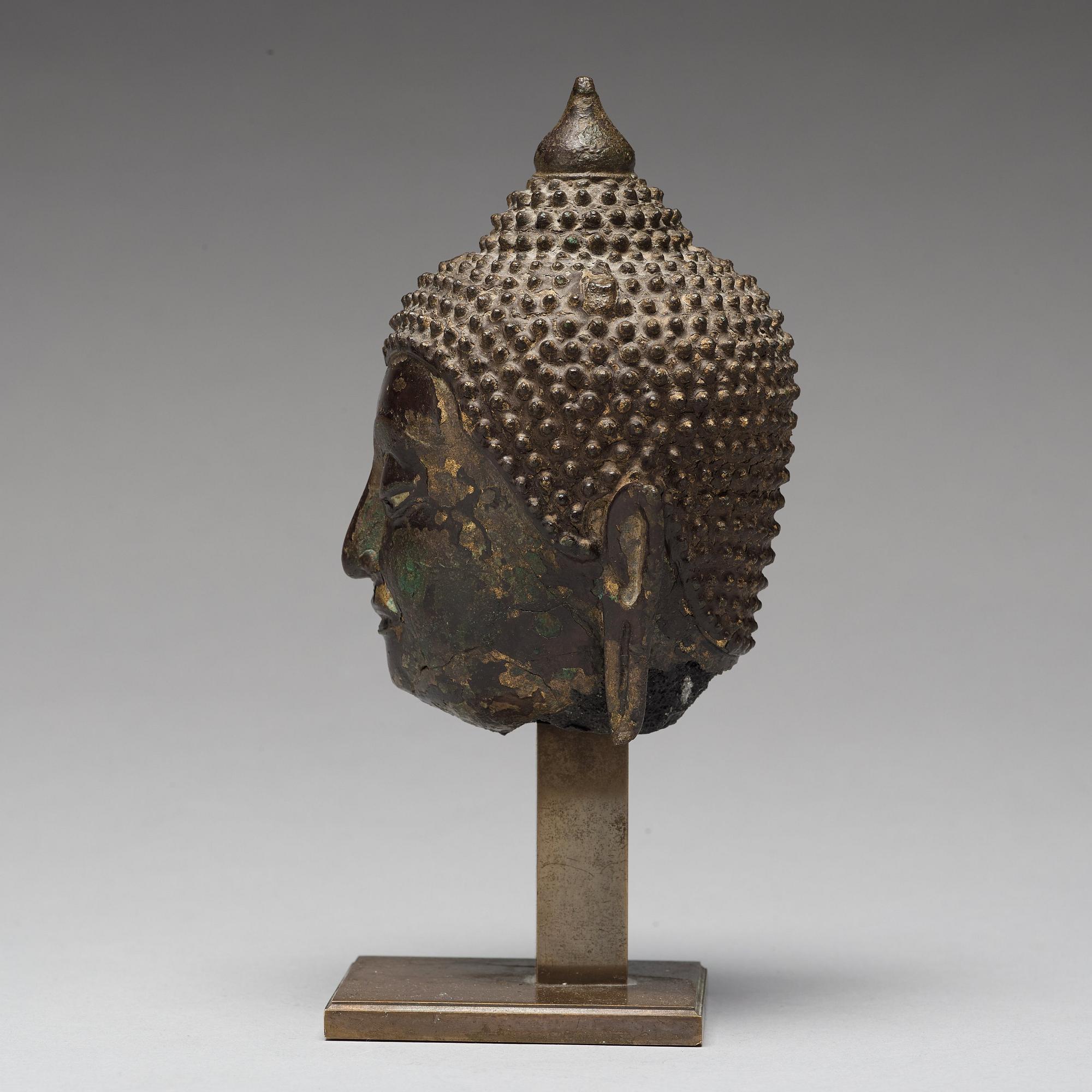 BUDDHAHUVUD, brons. Thailand, troligen 1700-tal.