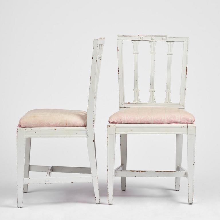 A set of six late Gustavian chairs by E. Öhrmark (master in Stockholm 1777-1813).