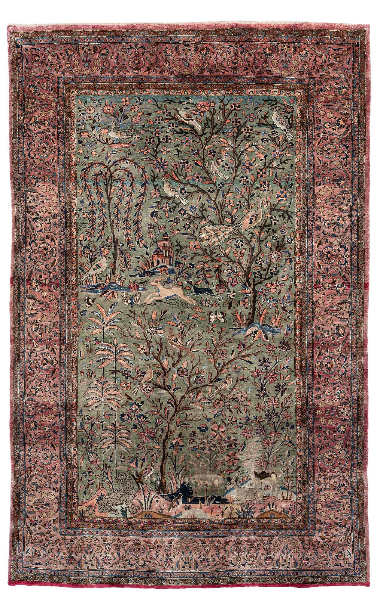 Matta antik silke Keshan, centrala Persien, ca 200 x 127 cm.