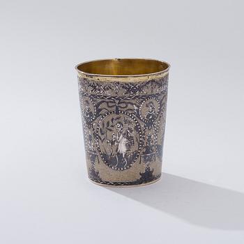 BÄGARE, förgyllt silver med niello dekor, Moskva 1804, oidentierad guldsmed, vikt 98 g.