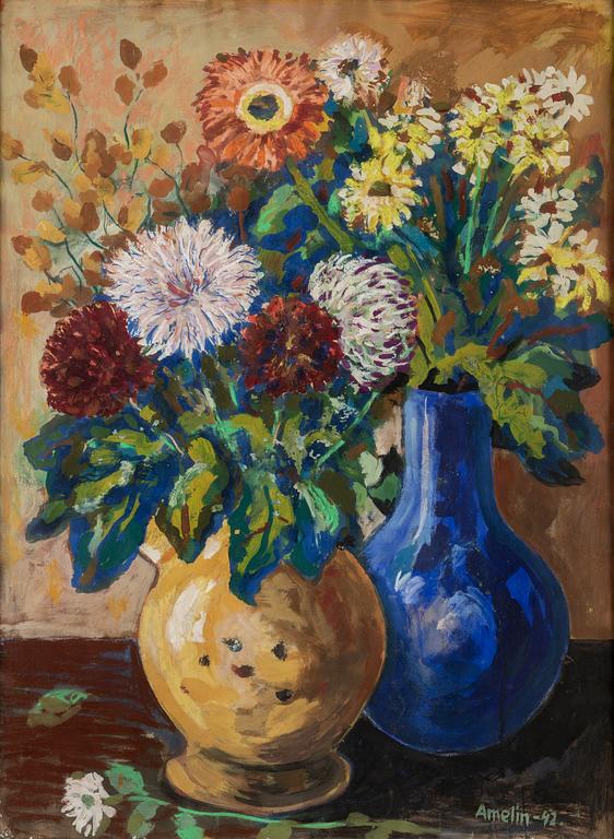 ALBIN AMELIN, gouache, signerad Amelin och daterad -42.