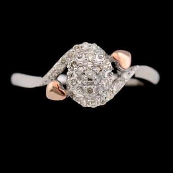 RING, 10K guld/sterling silver och diamanter ca 0.20 ct.