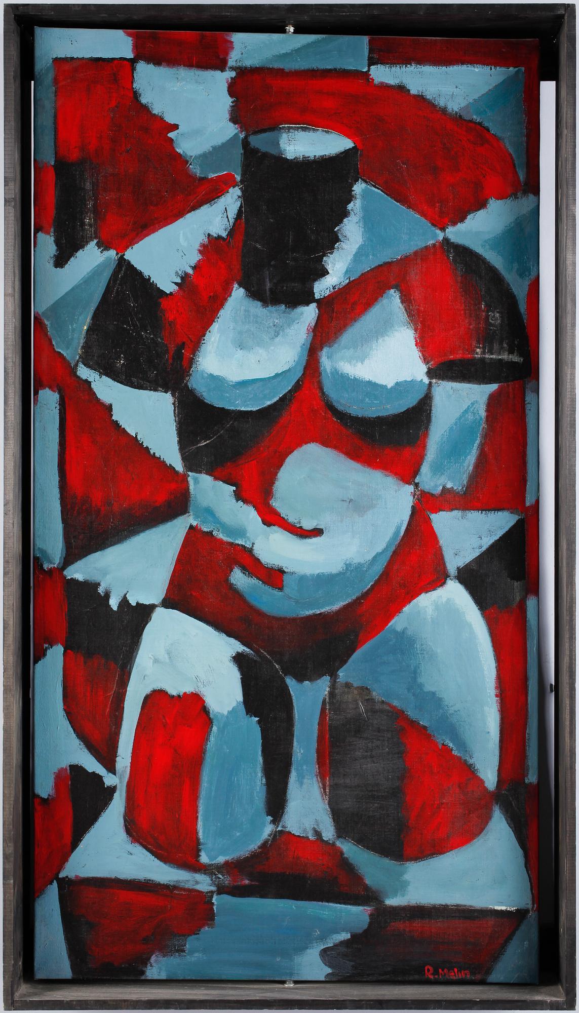 ROBERT MELIN, triptyk, olja på duk. Sign.
