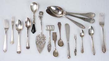 PARTI SILVERBESTICK, 71 delar, 1800/1900-TAL.