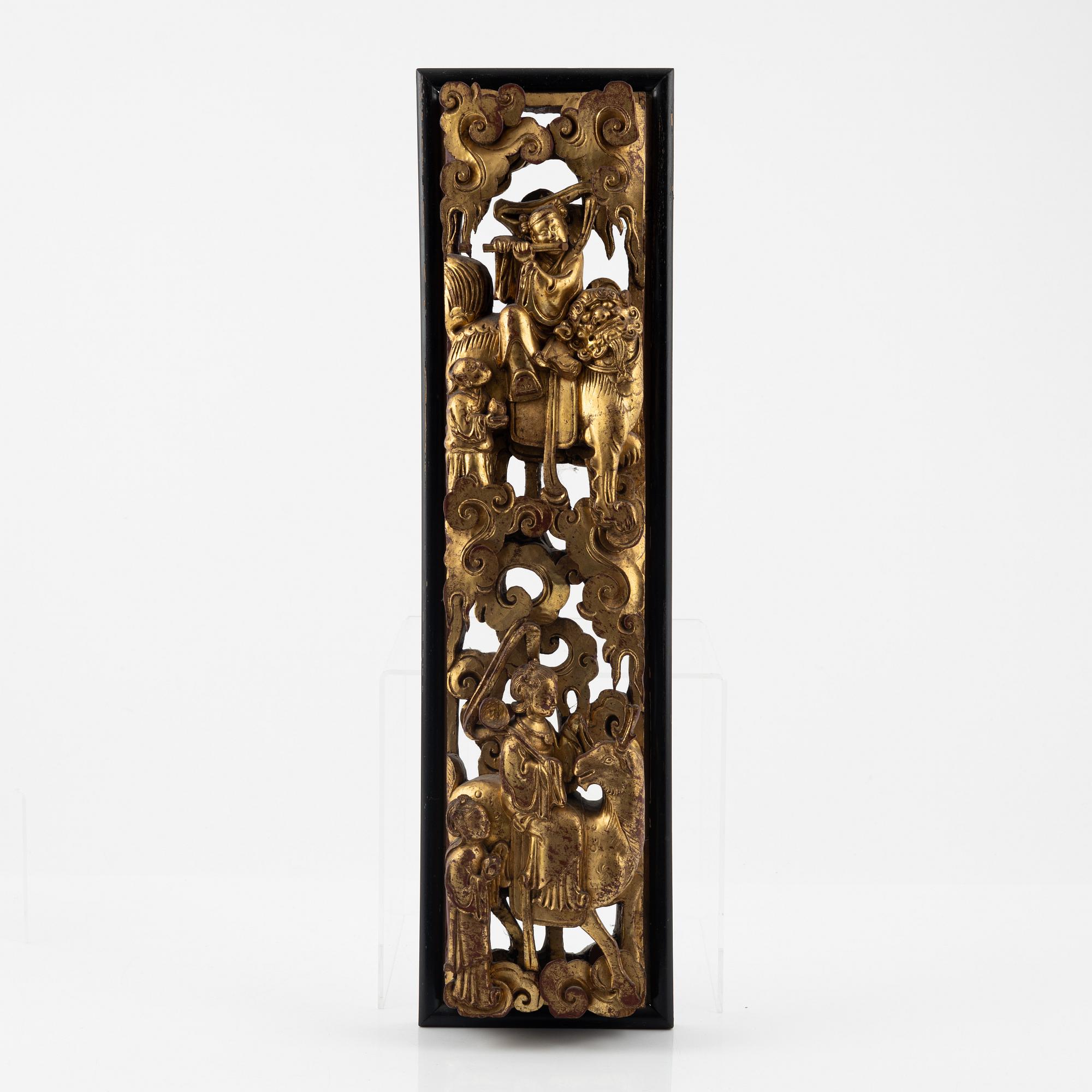 Väggrelief, trä. Sen Qingdynasti, 1800-tal.