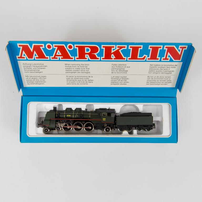 MÄRKLIN, 3 stycken ånglok, skala H0, Tyskland, 1970-tal.