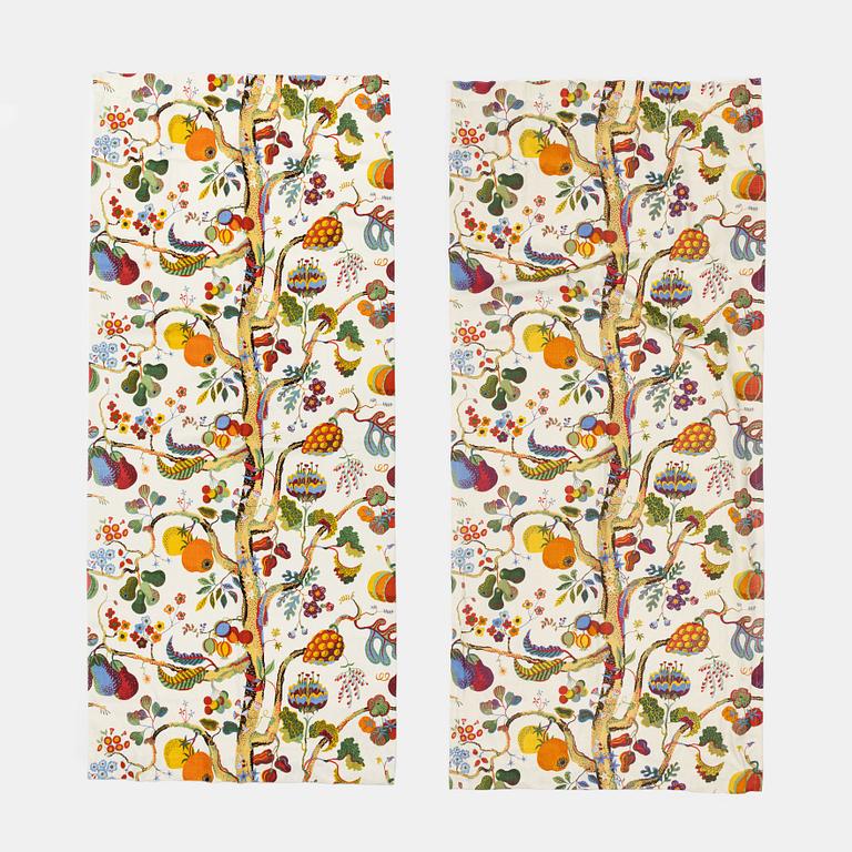 Josef Frank, gardiner, ett par, "Vegetable Tree", Firma Svenskt Tenn.