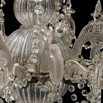 A 19th century chandelier with glass arms.