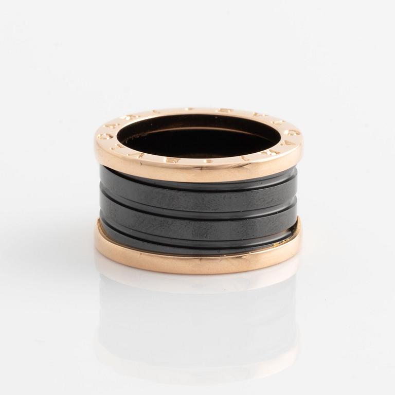 Bulgari, ring, "B.zero1", 18K rose gold and black ceramic.