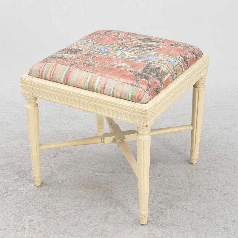 A Gustavian stool, circa 1800.