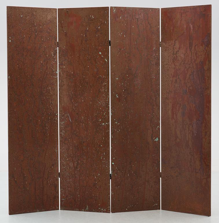 A Mats Theselius 'Rörligt Objekt' copper room divider by Källemo, Sweden post 1989.