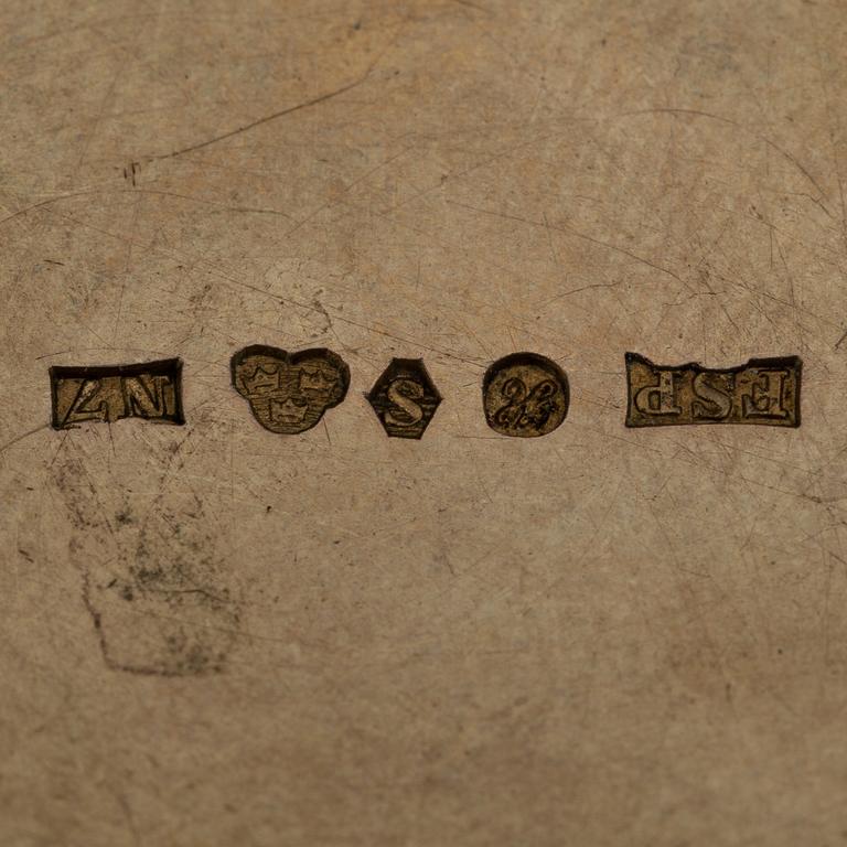 Dosa, guld, samt dosor, 4 st, silver. 1800-1900-tal.