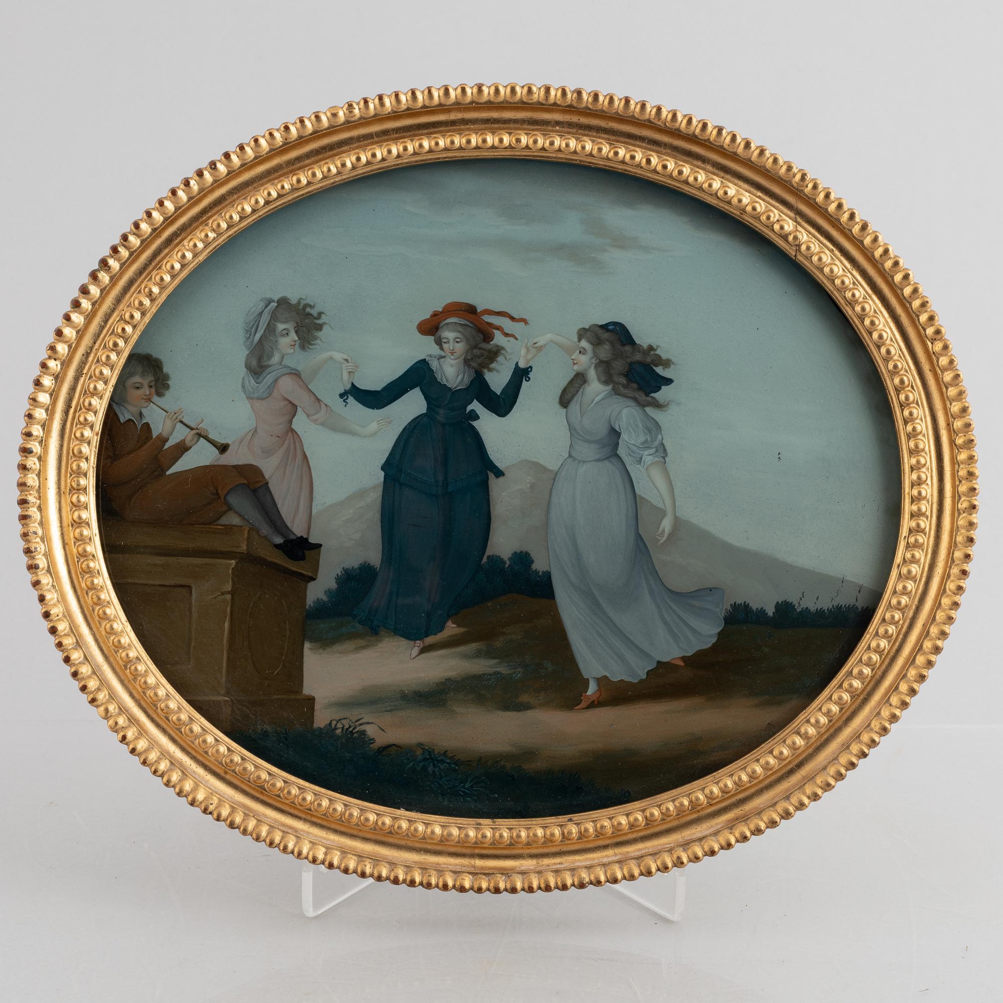 A presumably English reverse-glass painting, late 18th Century.