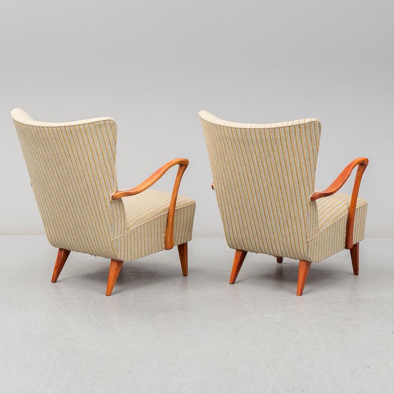 SOFFA SAMT FÅTÖLJER, ett par, 1940-/50-tal.