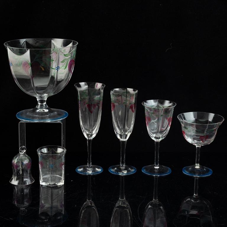 Eva Englund, servis, glas "Maja", Orrefors. 21 delar.