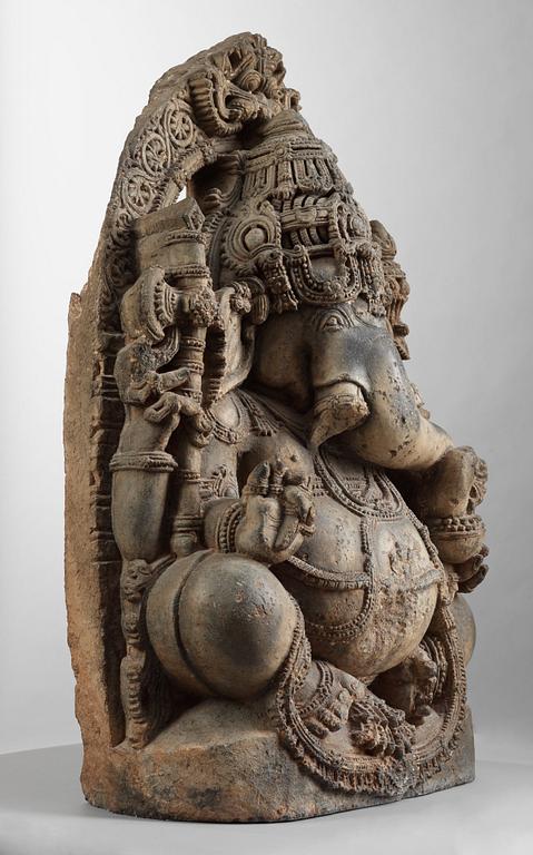 A stone figure of Ganesha, India, Karnataka, Hoysala period, 11/12th Century.