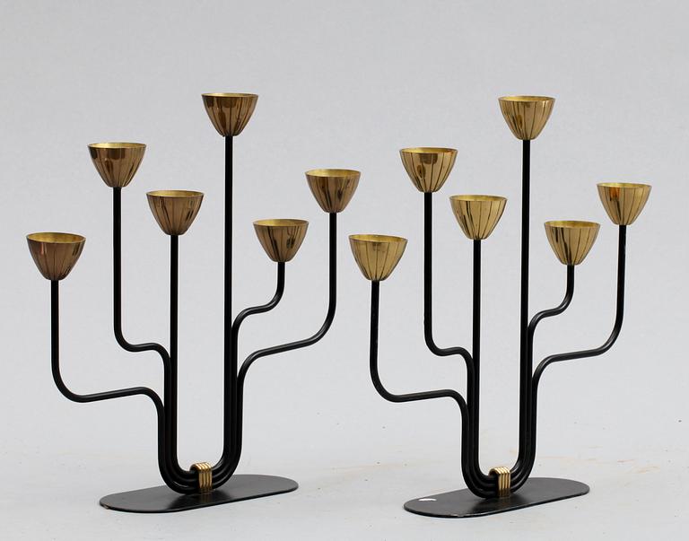 KANDELABRAR, ett par, Gunnar Ander, Ystad Metall, 1900-talets andra hälft.