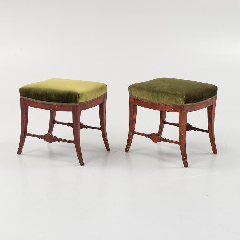 A pair of Swedish Empire stools, early 19th century.