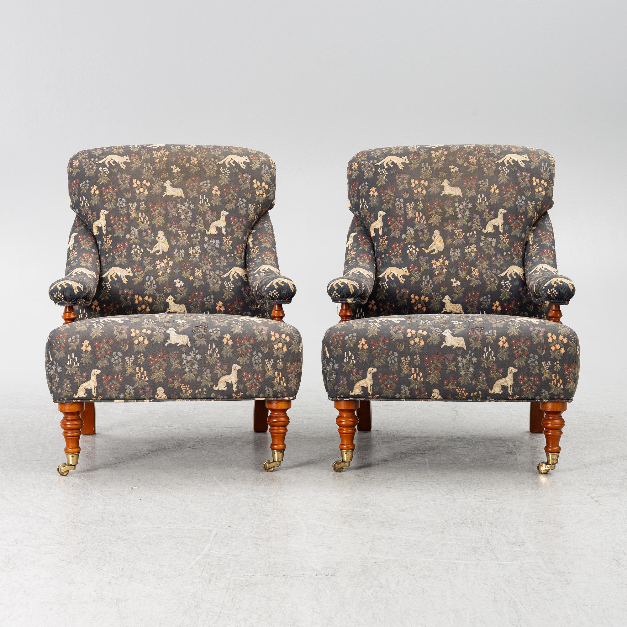 Armchairs, a pair, model no. 3591, purchased from Svenskt Tenn.